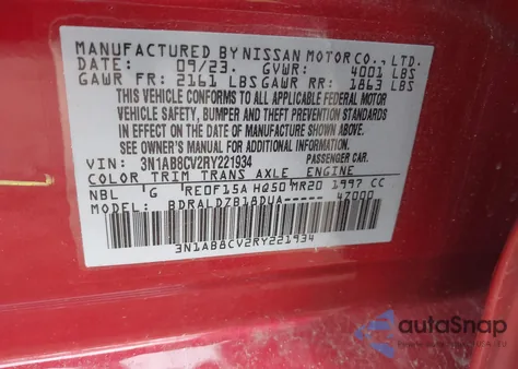 2024 Nissan Sentra Sv Xtronic Cvt from USA, damaged, VIN 3N1AB8CV2RY221934